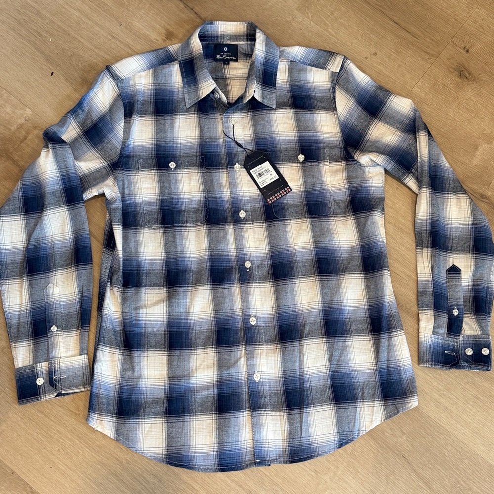 Ben Sherman Navy and White Checkered Shirt